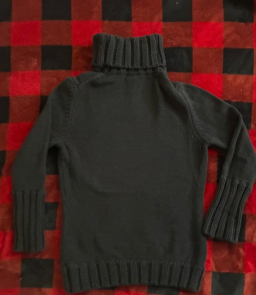GAP women S Black Cotton/Acrylic Ribbed Knit Turtleneck Long Sleeve Pullover